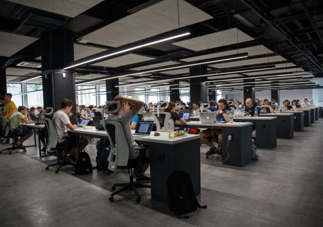 office full of working people