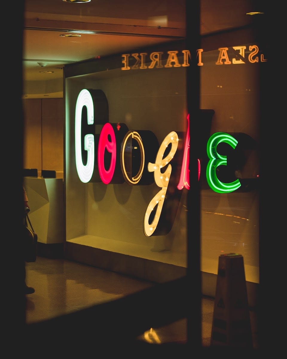 A neon sign that says 'Google'