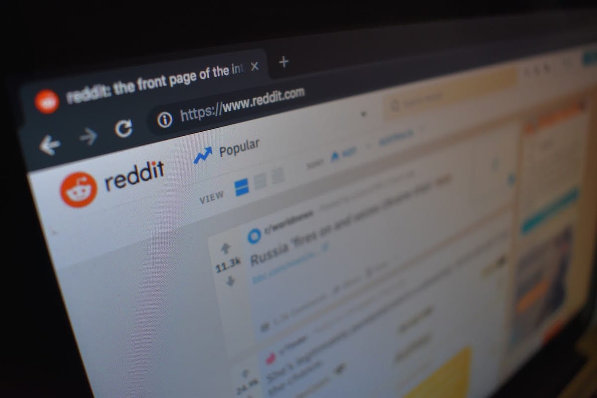 Computer screen showing a Reddit page.