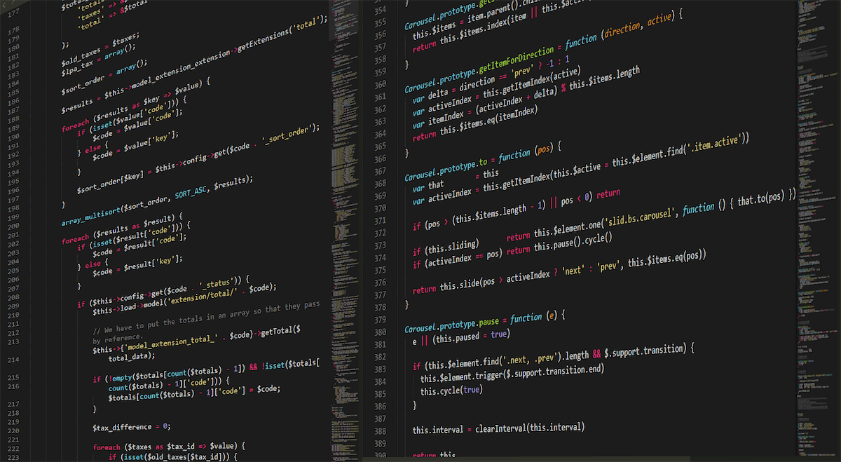 Two screens showing lines of code.