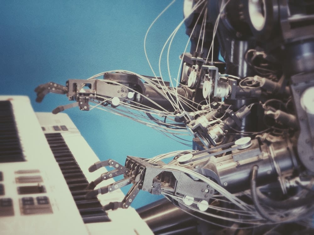 Example of machine learning: robot playing piano