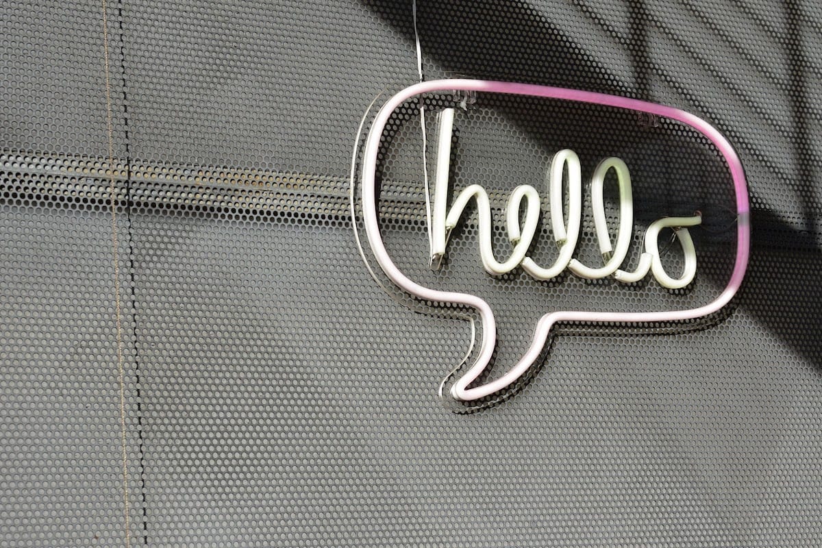 Neon “hello” sign