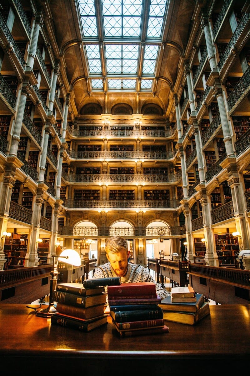  Man in library