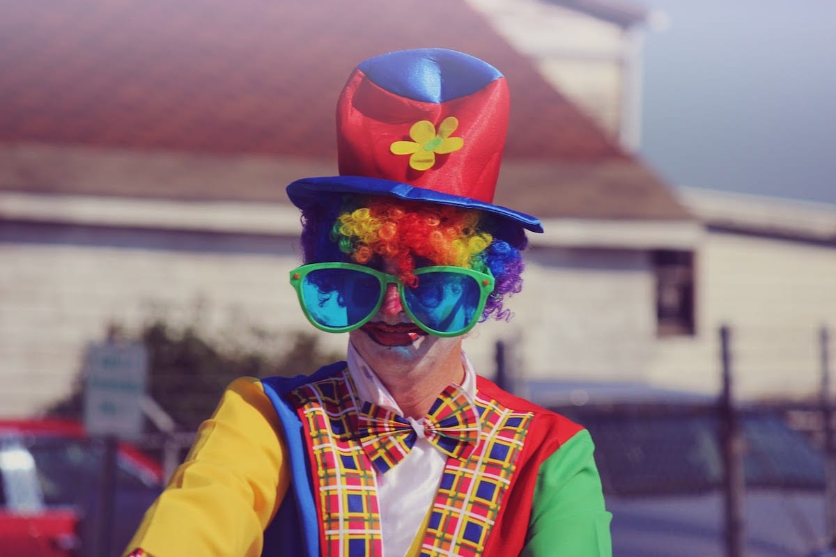 Clown with oversized glasses