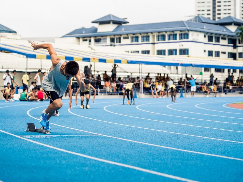 Man preparing to race. 