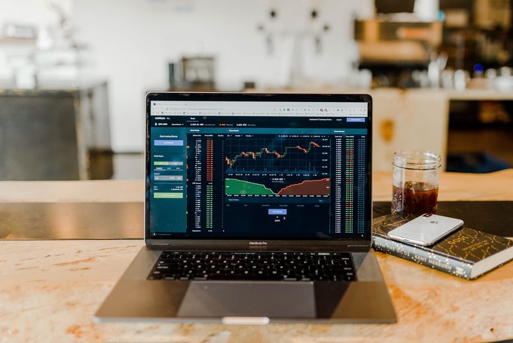  Trading charts on a computer screen. 