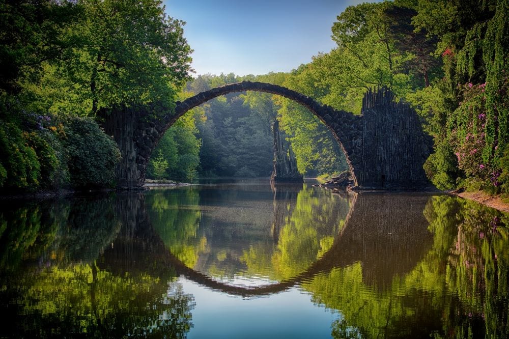 An old bridge over a river