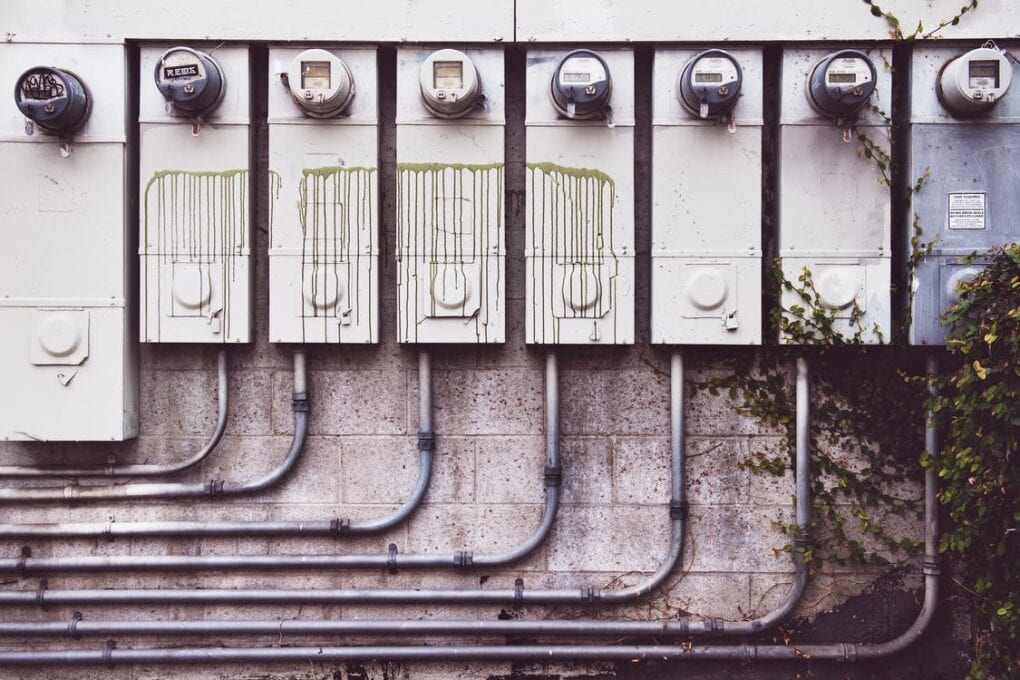 Power meters on a wall