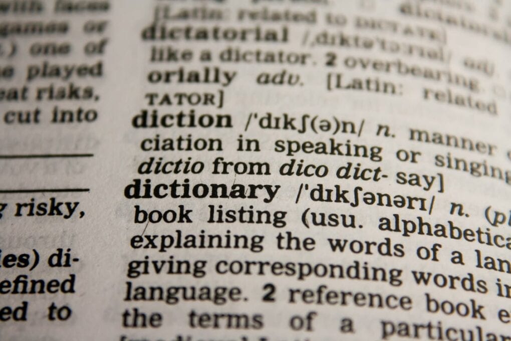 A dictionary page