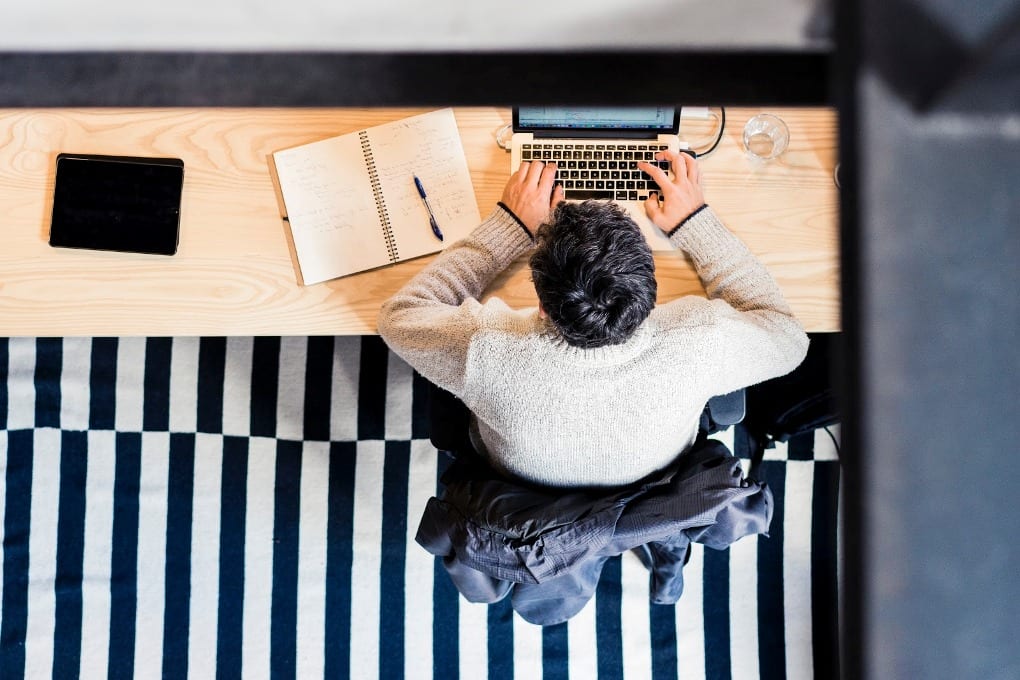 A person using a computer.