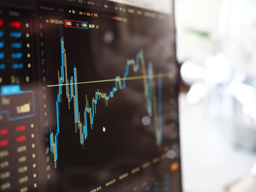 Blue And Yellow Graph On Stock Market Monitor 159888