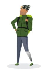 Illustration of a luminary-type man in hiking gear, asking himself "which tech career is right for me?"