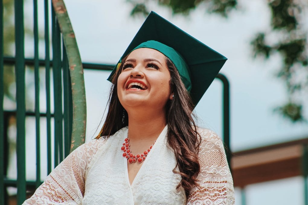 Woman wearing a graduation cap