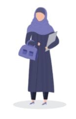 Illustration of a pioneer-type woman, carrying a briefcase and paperwork to one of the best tech jobs.