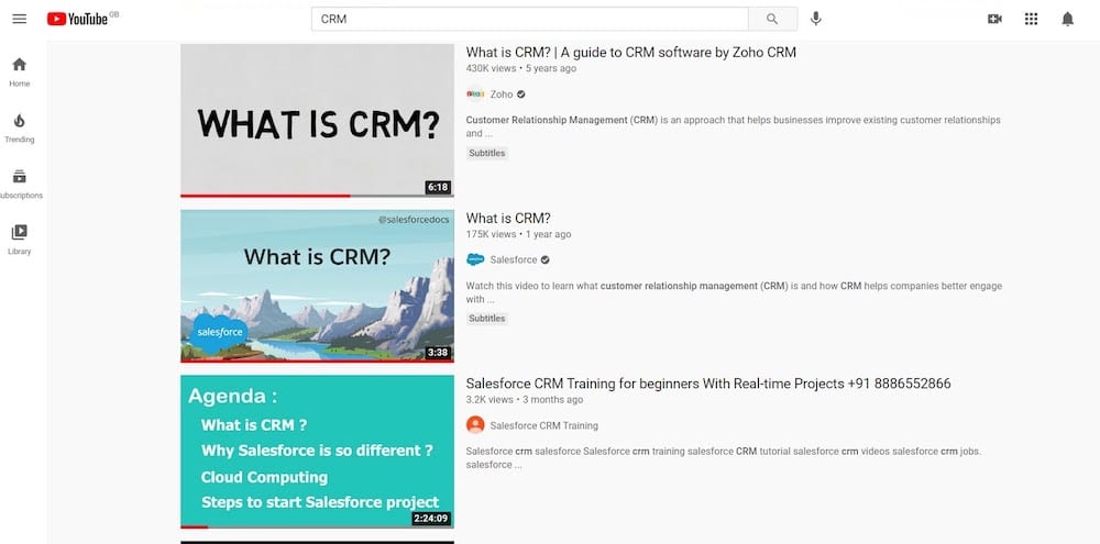 YouTube CRM