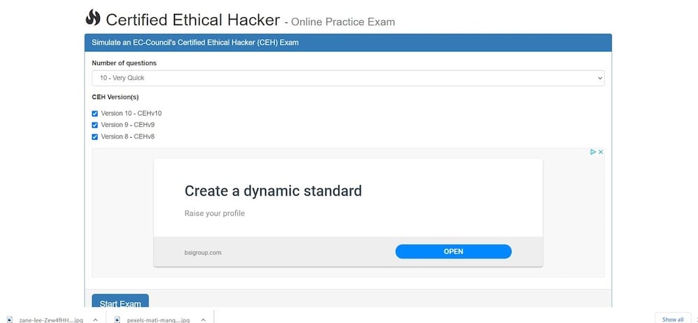 Practice Exam for Ethical Hacking