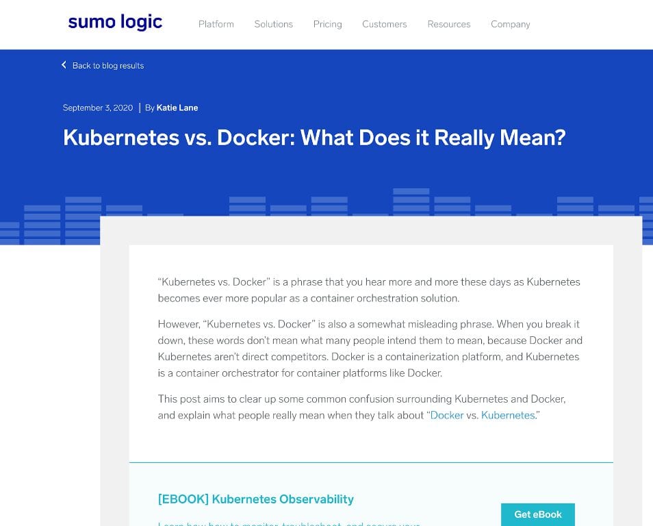 Kubernetes vs Docker: What Does It Really Mean -- Sumo Logic
