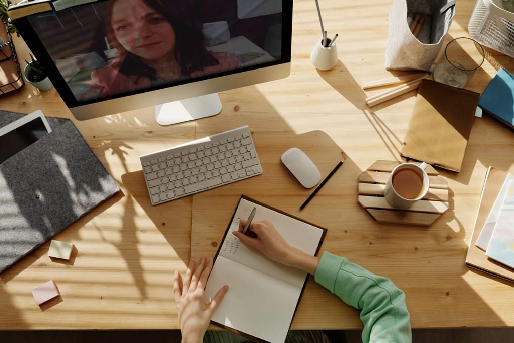 A woman working