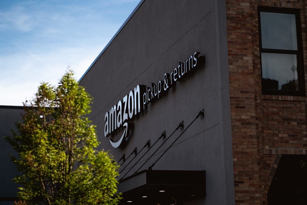 Outside view of an Amazon pickup and return building