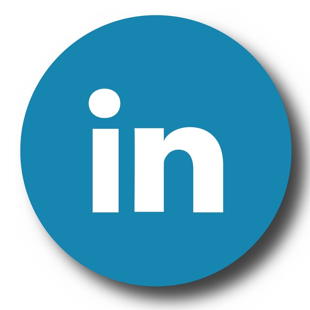 LinkedIn’s social media logo casting a shadow against a white background