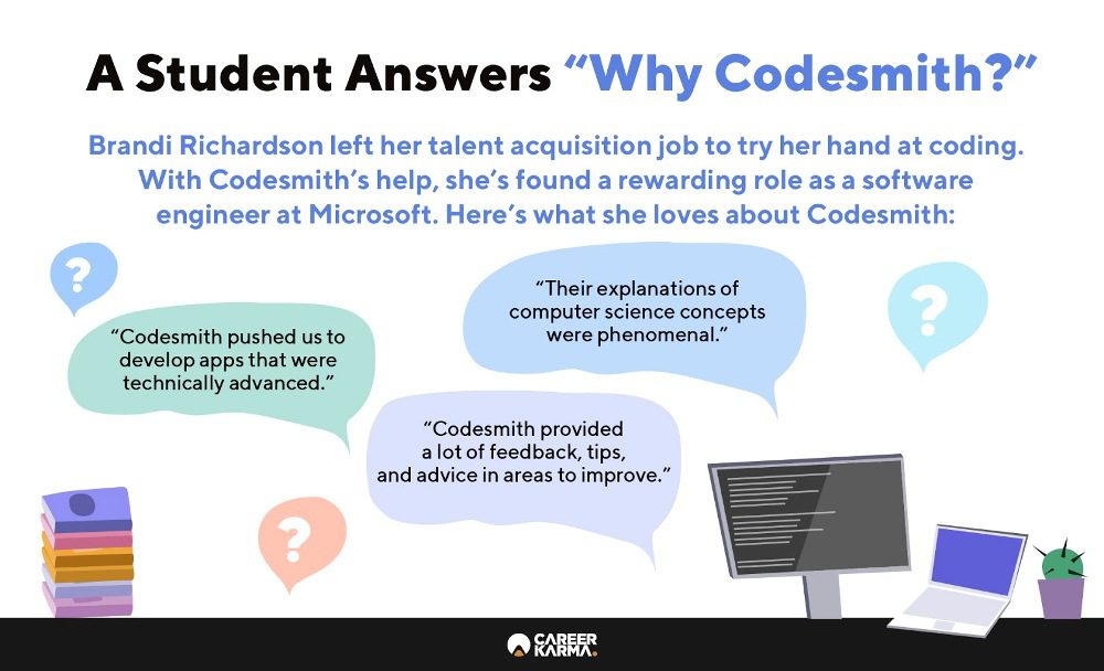 Infographic showing what a student loves about Codesmith