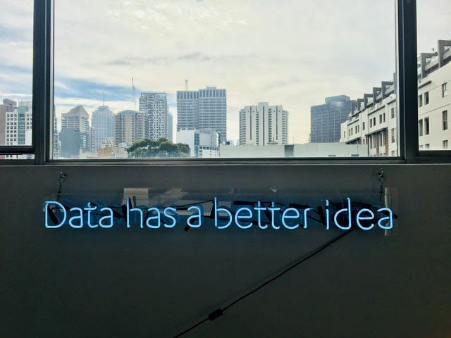 White building with “data has a better idea” text 