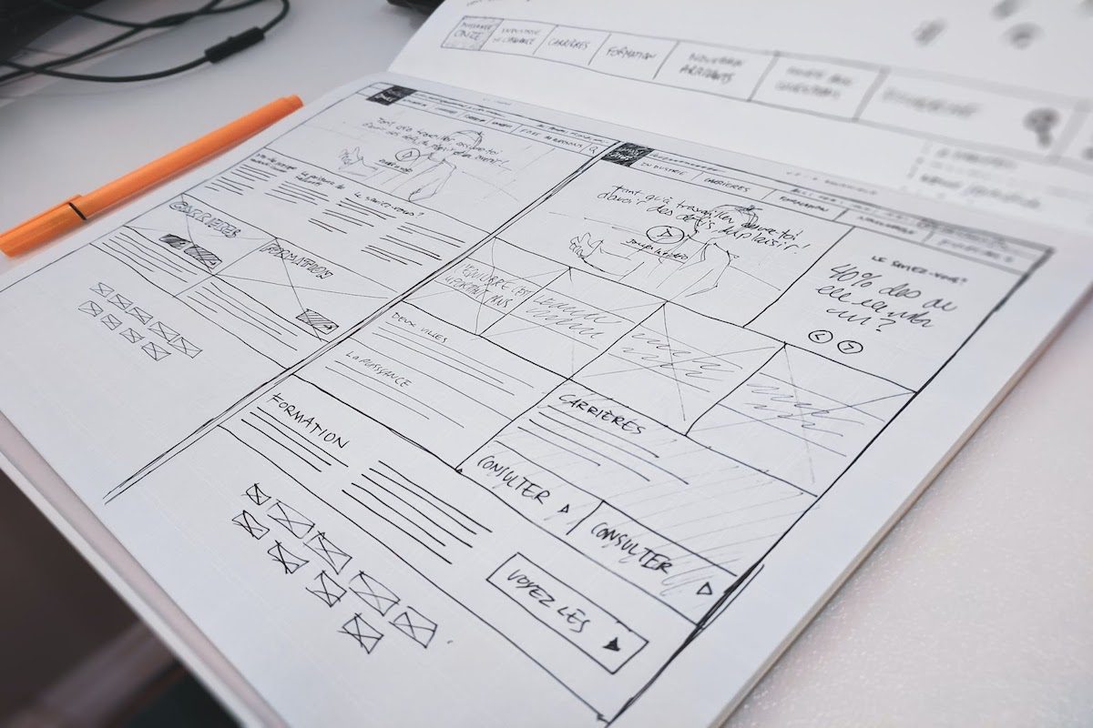 Drawing of a low fidelity prototype interface