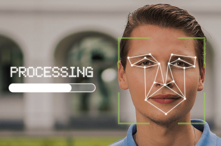 A biometric identifying a man’s face through face recognition