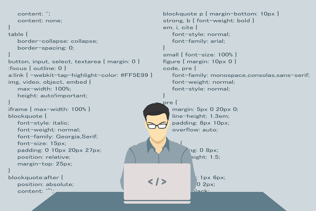 a person sitting at a desk with a laptop writing computer code How To Make A Web Developer Portfolio