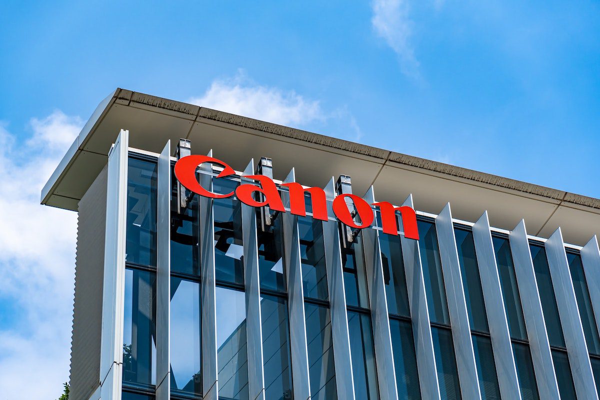 Concrete building with a Canon logo. How To Get An Internship At Canon