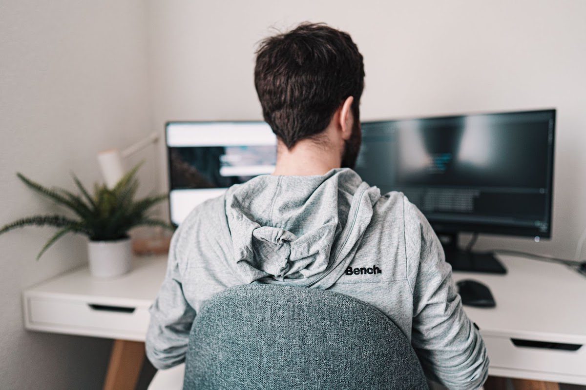 A man working on a coding project