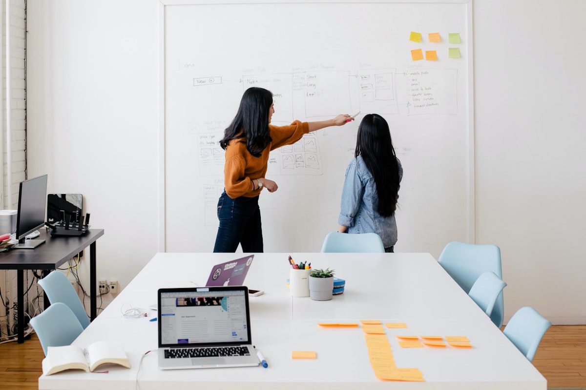 women discussing business plans on a whiteboard Trends in Entrepreneurship