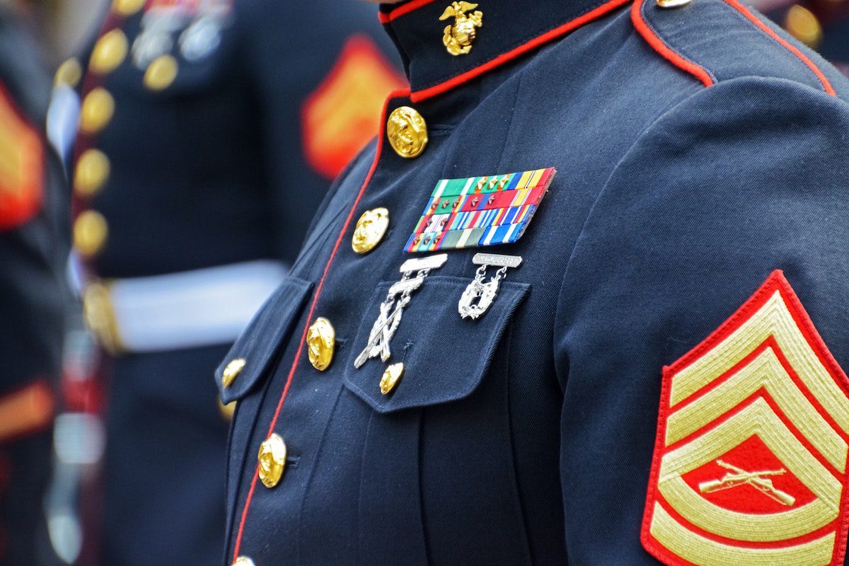 Person wearing a military dress uniform.
