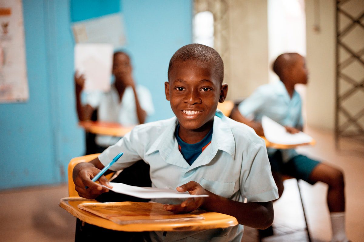 A young student in class.