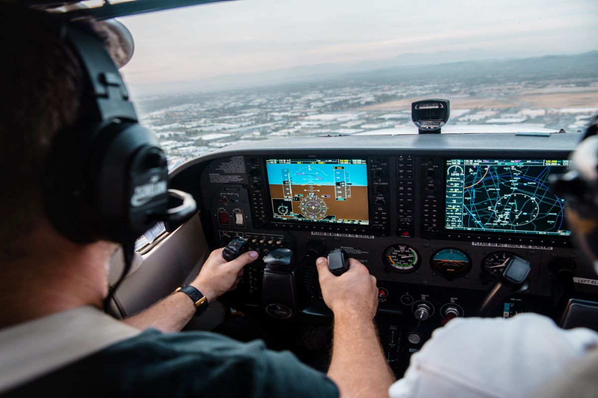 A charter pilot on a flight job.