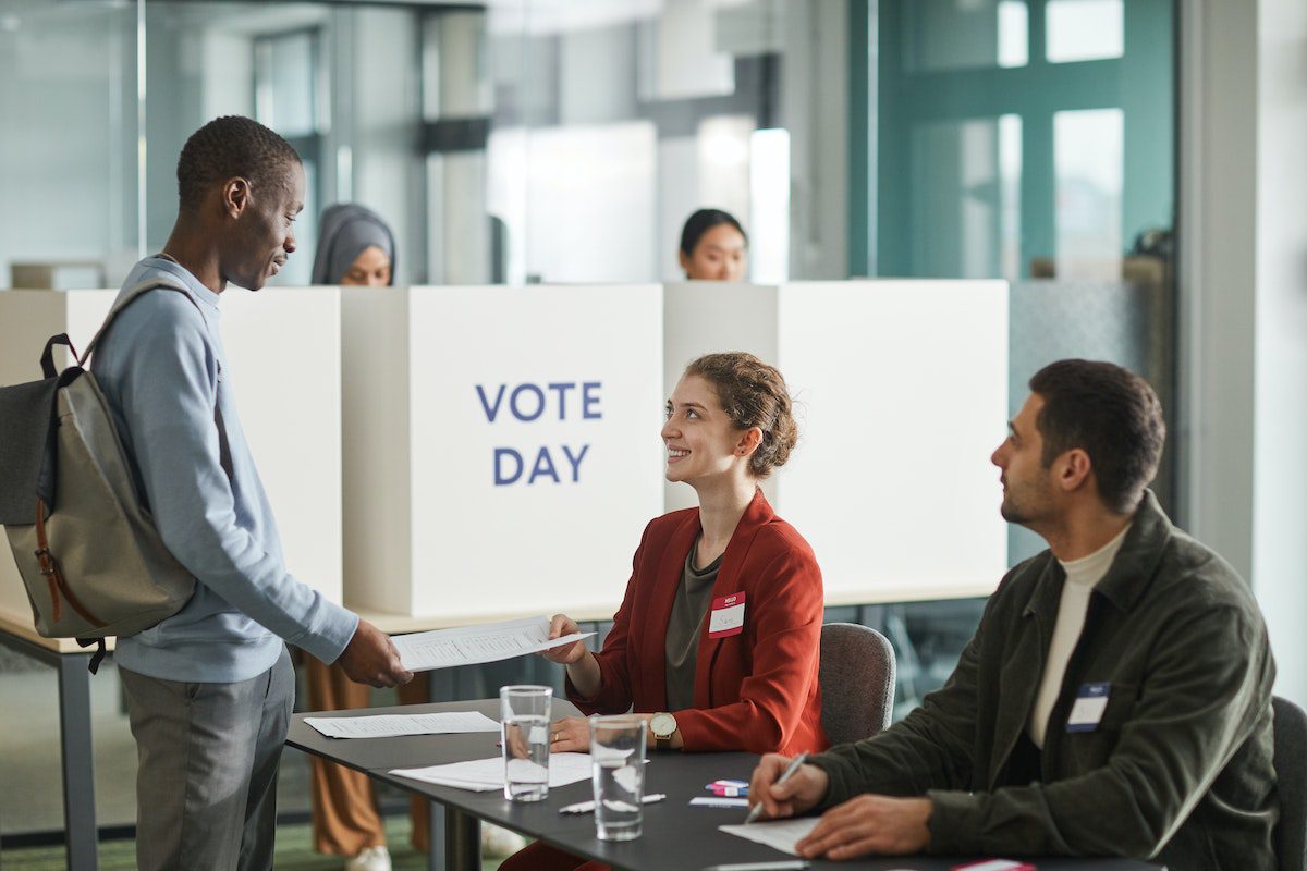 Political science students having experiential learning through mock elections.